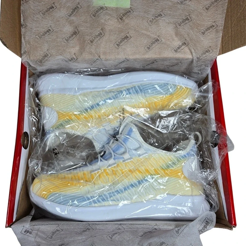 Propet Womens Size 6 4E‎ WAA132M Travelbound White Lemon Knit Slip On Sneakers